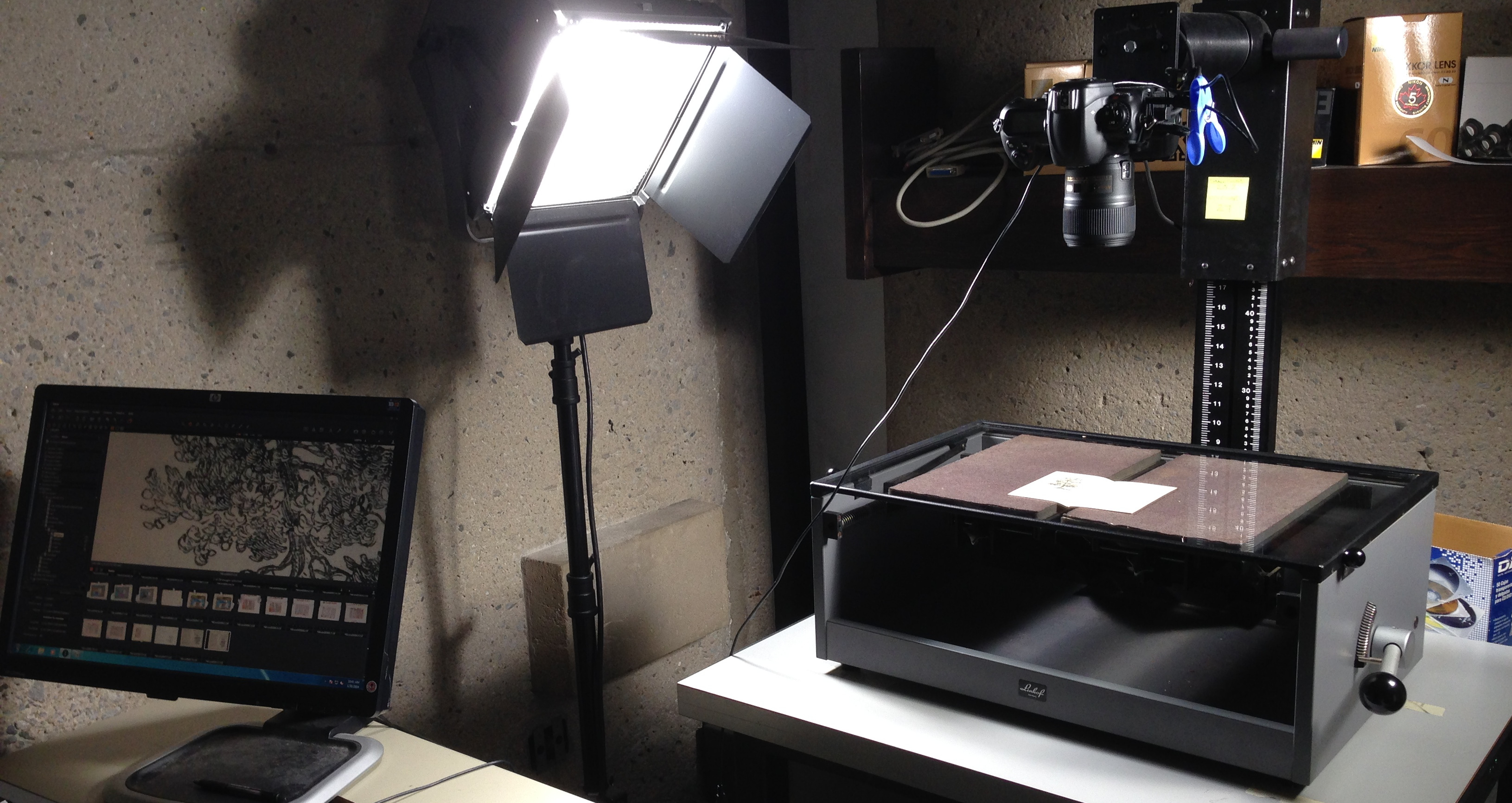 The digital images were prepared in house using a linhof book cradle and a Nikon D3X camera mounted on a camera copy stand.