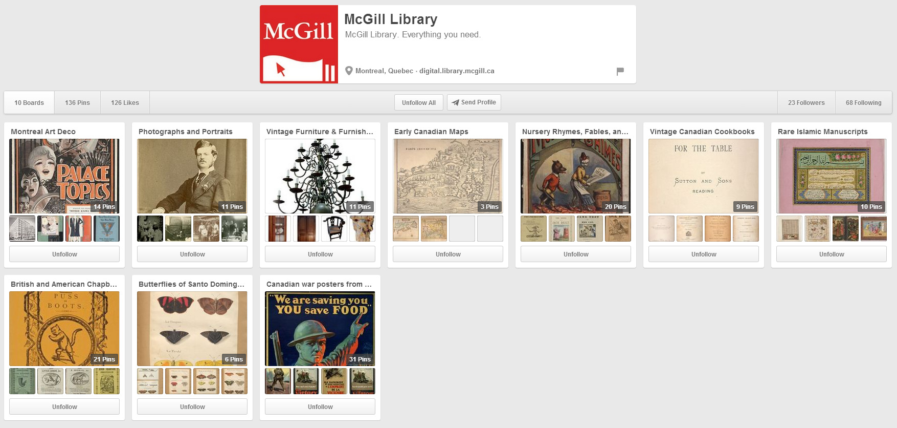 McGill Library's Pinterest page