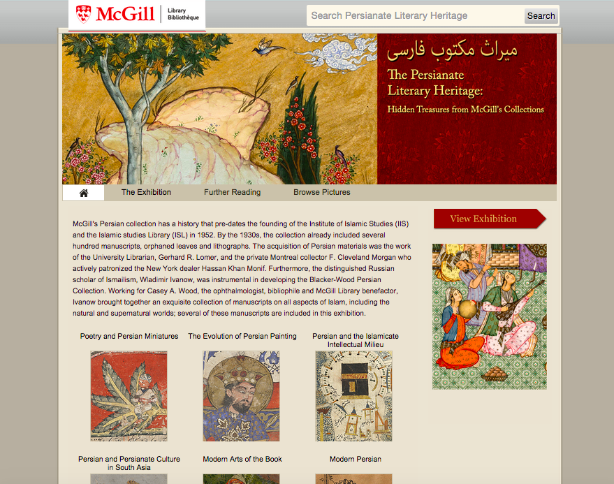 Screen capture, Persianate Literary Heritage digital exhibition. Image provided by Daniel Míguez de Luca