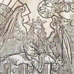 Detail from full page woodcut illustration from the 1498 Dyalogus of Wisdom lecturing fools and the ignorant.