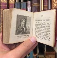 A tiny (60mm) book from our Sheila R. Bourke collection of children's literature! | Biography of eminent persons: alphabetically arranged | with portraits from drawings by Alfred Mills | London: printed for Darton, Harvey & Darton and J. Harris, 1814 | Sheila R. Bourke Collection PZ6 B56 1814 |