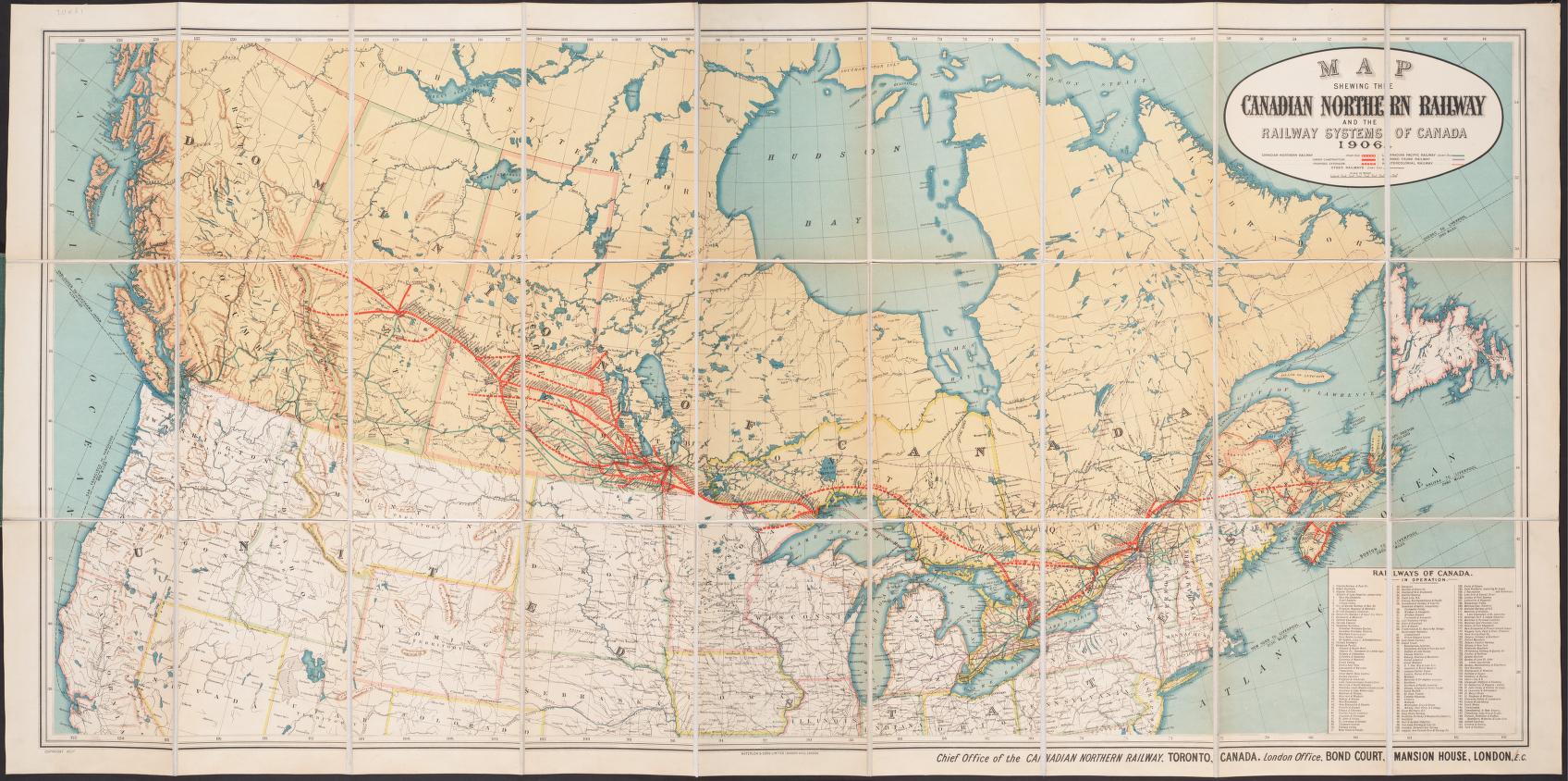 Map shewing the Canadian Northern Railway and the railway systems of Canada, 1906
