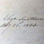 Eliza Smithson's signature, Smithson Cookbook Collection.