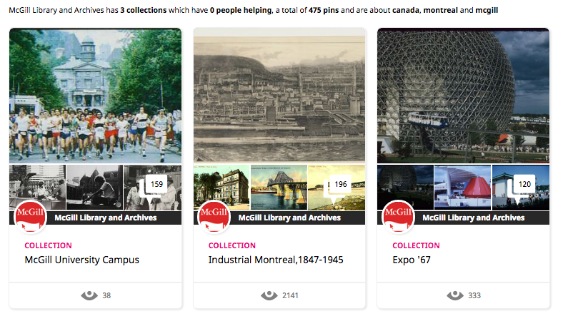Historypin - Mcgill's three collections