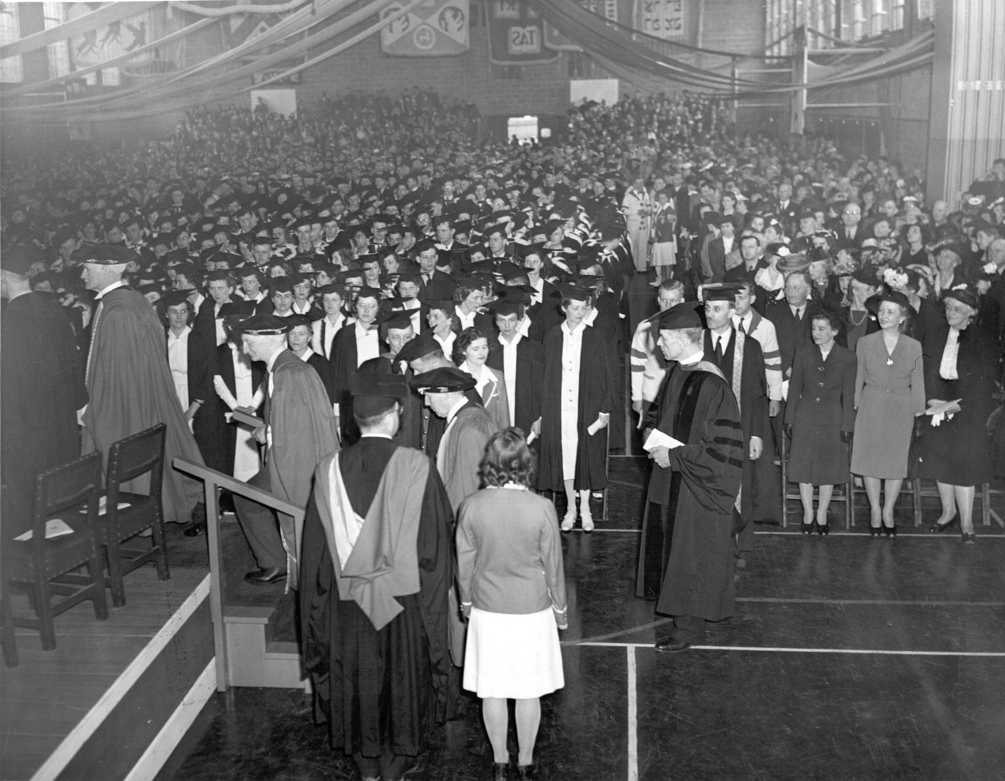 Convocation ceremony, circa 1943. McGill University Archives, PR001290. Photographer unknown. 