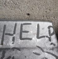 Help written in snow outside McLennan-Redpath