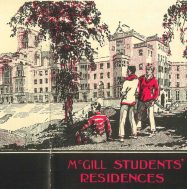 Detail, cover Cover image, “McGill Students’ Residences” issued by the Publicity Committee of the McGill Centennial Endowment Campaign, 1920_c.4_B0032_f.6_McGill Students’ Residences, McGill University Archives.