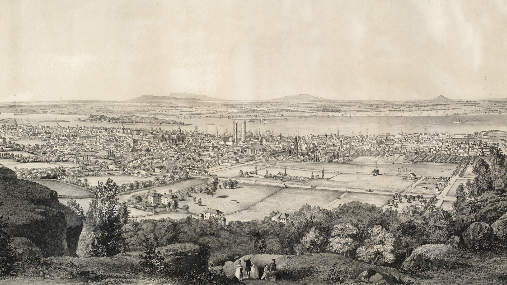 Montreal from Mount Royal by E. Whitefield (1852)