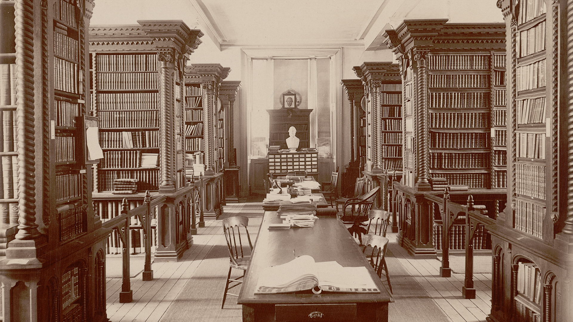 Interior of the McGill University Library in Molson Hall, 1885ca, McGill University Archives, PL038043