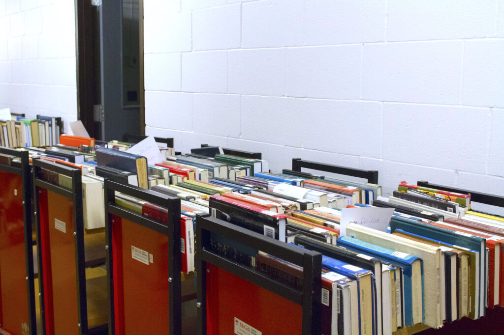 Red book trucks filled with books.