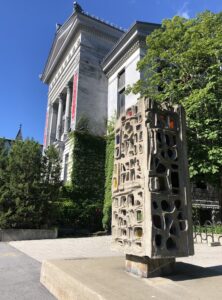 Ernestine Tahedl, Lantern, 1968, Cement and Glass Sculpture, 282.5 x 125 x 97 cm. McGill Visual Arts Collection, 1986-030. Photo by VAC, August 2020. 