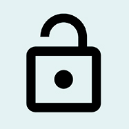 Black pictogram of an open lock