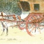 horse and buggy and signature of artist Henry Morin