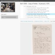 Zoomed in detail on wide tree view of new Archival Collections Catalogue interface.