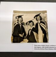 Three sisters, Phyllis, Eleanor, and Betty henry receiving their degrees, 1939. PR000240