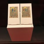 The two leaves on display as part of the Knights exhibition at Pointe-à-Callière Museum.