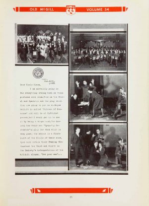 Letter from Orvil (student) to folks back home. Correspondence featured in Old McGill Yearbook 1931.
