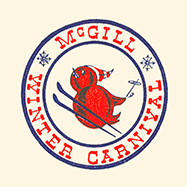 Winter Carnival logo featuring red Martlet in a circle with the words "McGill Winter Carnival"