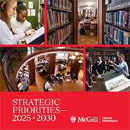 Cover of Libraries Strategic Priorities booklet with a red accent and photos of the libraries.
